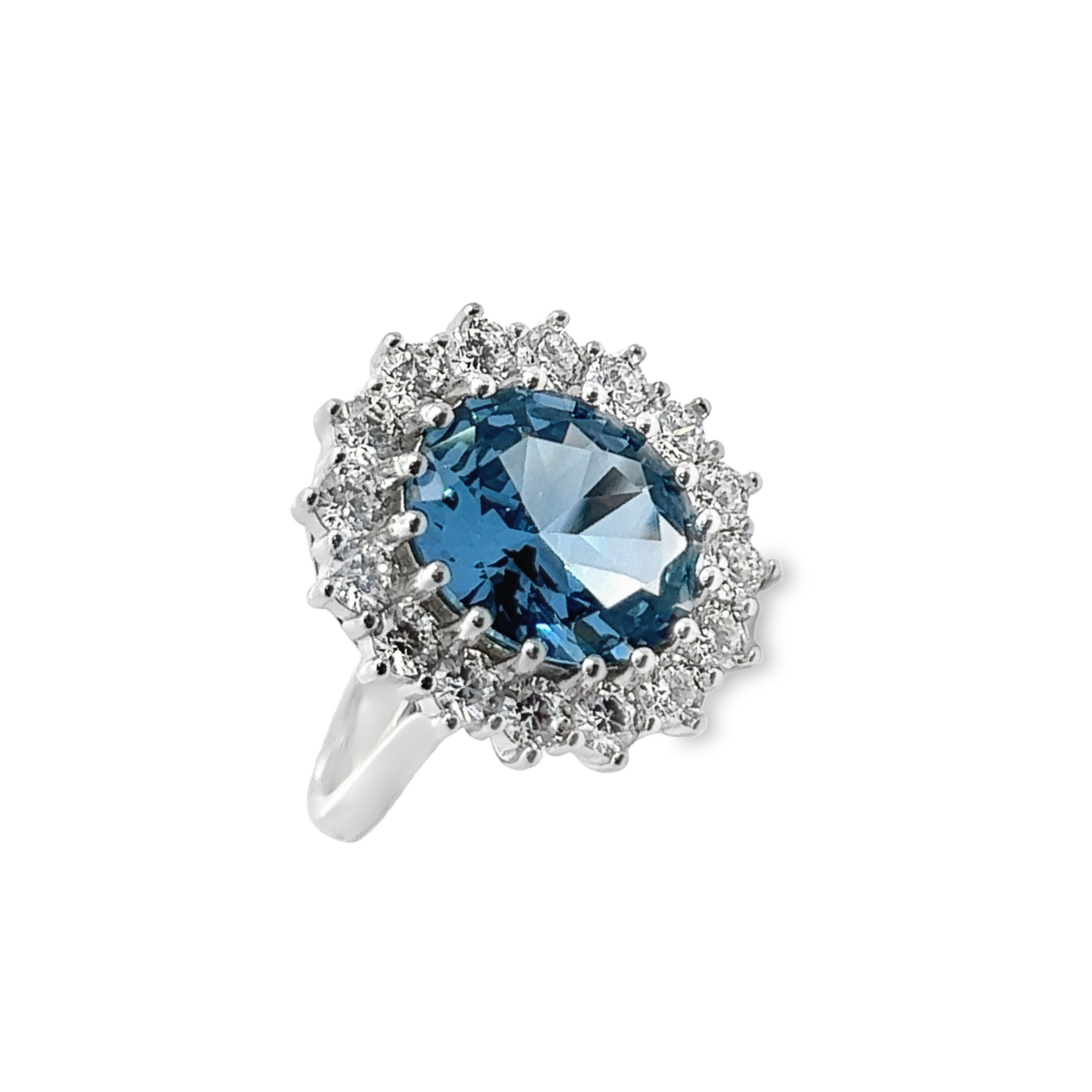 Сребърен пръстен със създадени скъпоценни камъни "SKYDIAMOND"