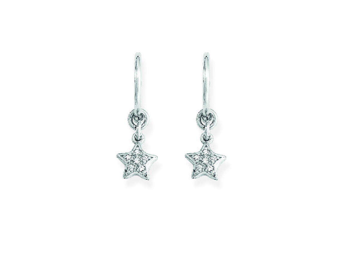 Обици Звезда с бели циркони