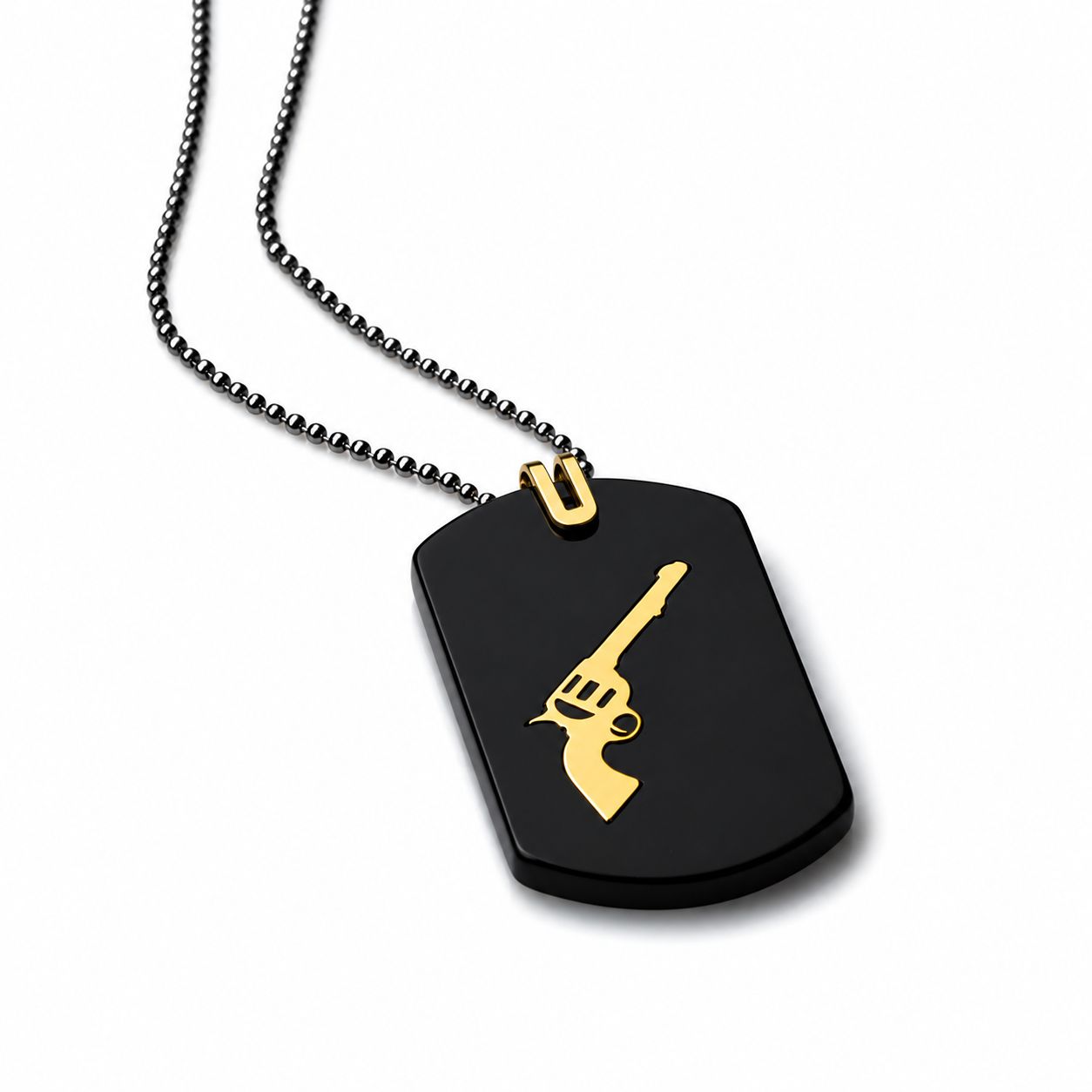 Мъжко колие с керамична плочка и злато - Rockman