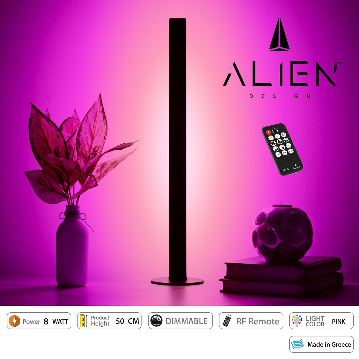 GloboStar® ALIEN-DIVA-BLACK-50-7 ALIEN Дизайн DIVA Модерна Минималистична Нордическа Метална Настолна Лампа - Портативна - Лампадер Черна LED 8W 800