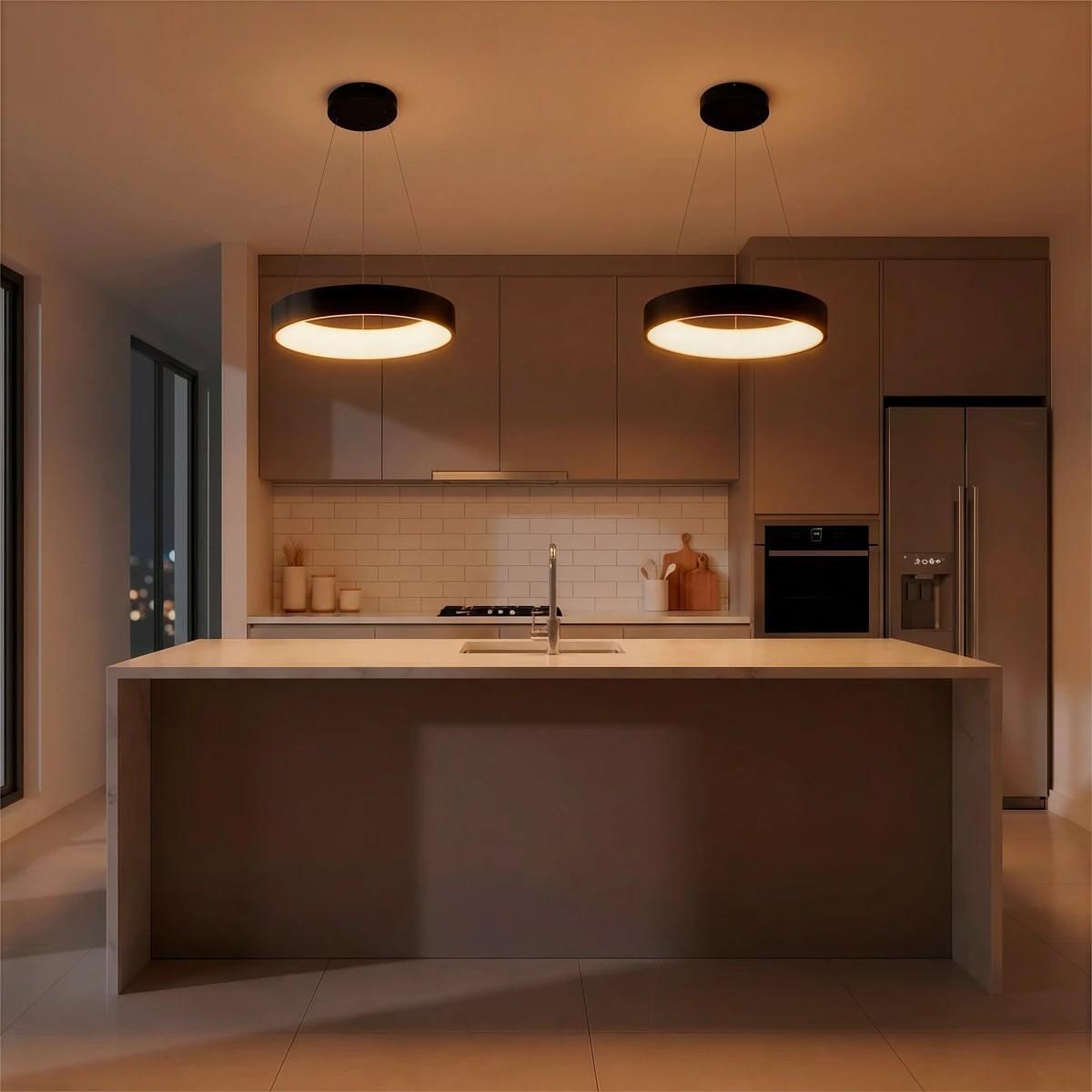 kelvo ® SALEM KLV-101-0285 LED висяща таванна лампа 75W 7500lm 120° AC 220-240V IP20 Регулируема бяла светлина с контрол от 2700K до 6000K - Матово ч