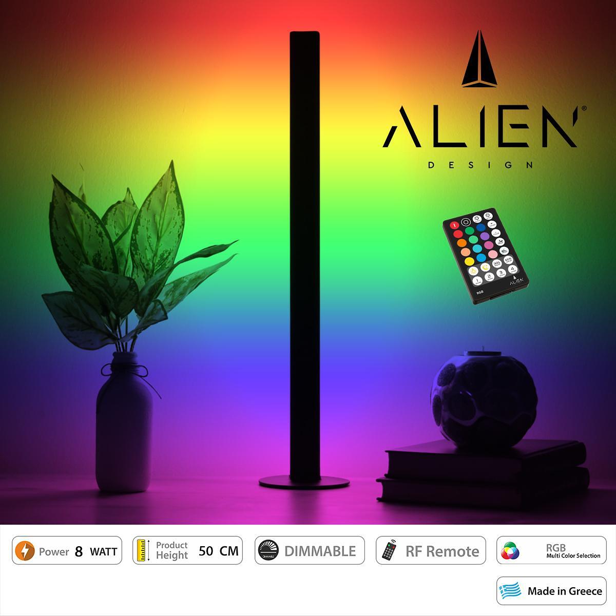 GloboStar® ALIEN-DIVA-BLACK-50-8 ALIEN Дизайн DIVA Модерна Минималистична Нордическа Метална Настолна Лампа - Портативна - Лампадер Черна LED 8W 800l