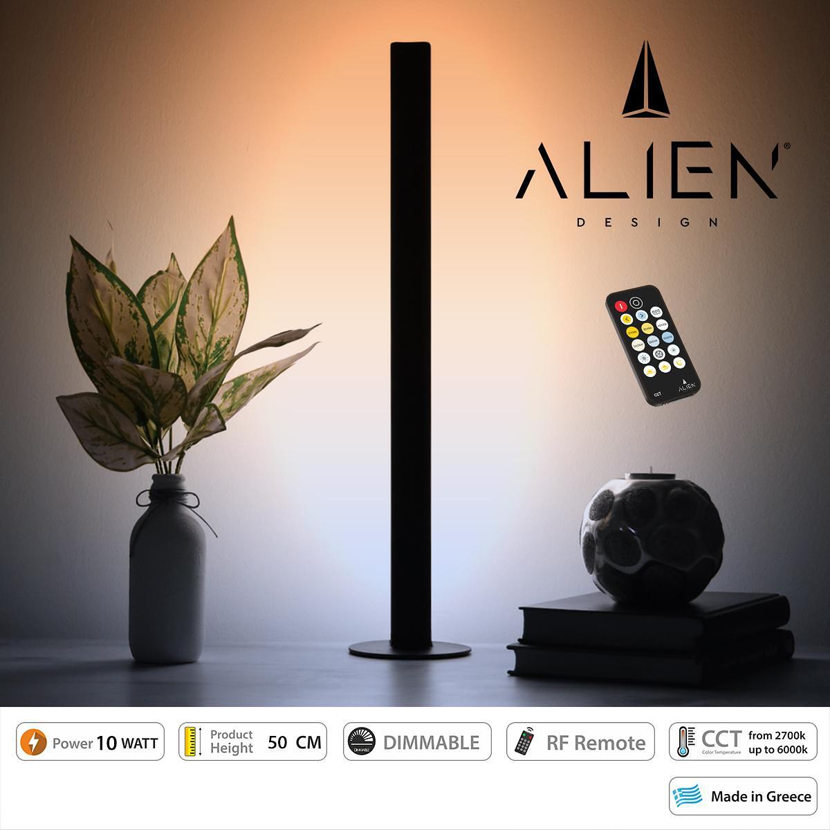 GloboStar® ALIEN-DIVA-BLACK-50-10 ALIEN Дизайн DIVA Модерна Минималистична Нордическа Метална Настолна Лампа - Портативна - Лампадер Черна LED 10W 15