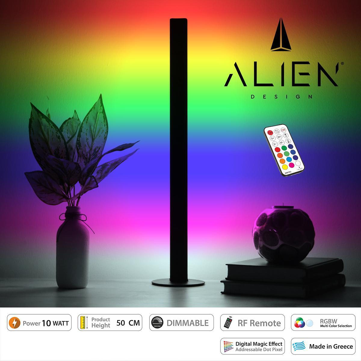 GloboStar® ALIEN-DIVA-BLACK-50-11 ALIEN Дизайн DIVA Модерна Минималистична Нордическа Метална Настолна Лампа - Портативна - Лампадер Черна LED 10W 15