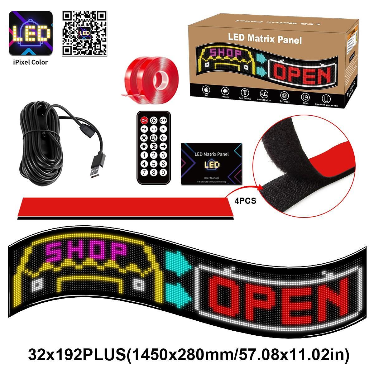 GLOBOSTAR ® MATRIX GLB-106-0012 Гъвкава скролираща дигитална табела LED 20W AC 220-240V Водоустойчива IP65 Многоцветна RGB - Bluetooth управление чре