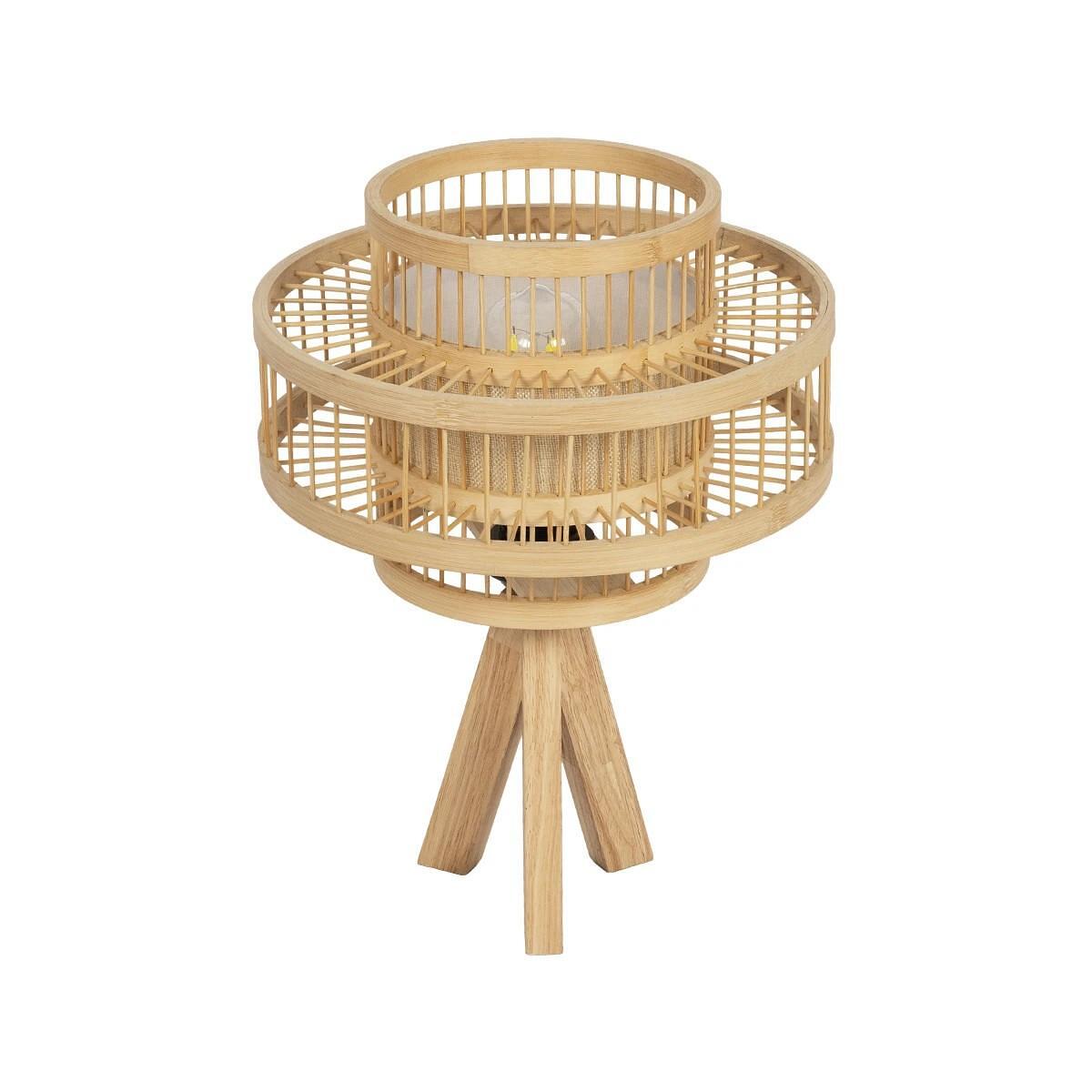GLOBOSTAR ® TULUM 01991 Настолна лампа Boho с фасунга 1 x E27 AC 220-240V IP20 - Бежова