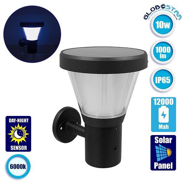 GLOBOSTAR® SOLARTIS 12126 Градинско LED осветително тяло тип колона 10W 1000lm 180° с вграден фотоволтаичен панел 6V 5W и презареждаща се Li-ion бате