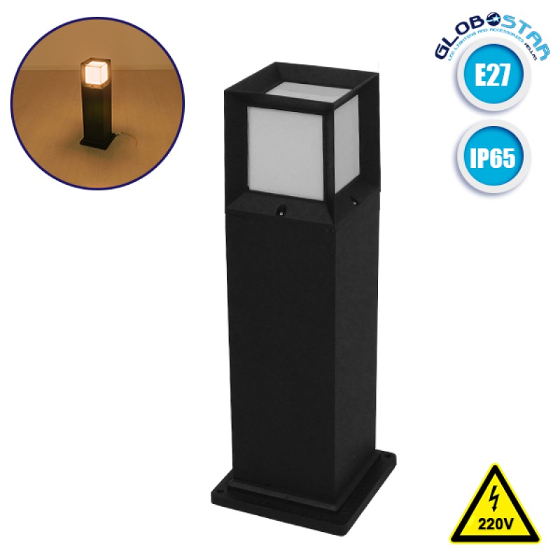 GLOBOSTAR ® PALASO 12143 Градинска колона с фасунга 1 x E27 90° AC 220-240V Водоустойчива IP65 - Антрацитно сива