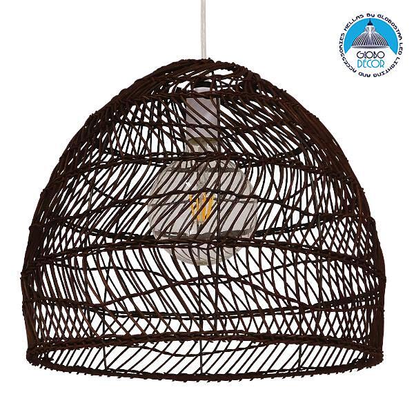 GLOBOSTAR® MALIBU 00970 Boho Висяща Лампа за Таван с Фасунга 1 x E27 AC 220-240V IP20 - Кафяво - Д40 x Ш40 x В35cm