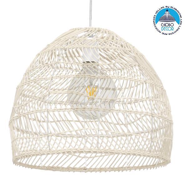 GLOBOSTAR® MALIBU 00968 Boho Висяща Лампа за Таван с Фасунга 1 x E27 AC 220-240V IP20 - Бежово - Д40 x Ш40 x В35cm