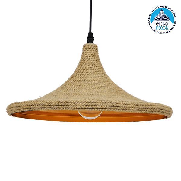 GLOBOSTAR® SHANGHAI ROPE 00917 Boho Висяща Лампа за Таван с Фасунга 1 x E27 AC 220-240V IP20 - Бежово - Д37 x Ш37 x В20cm