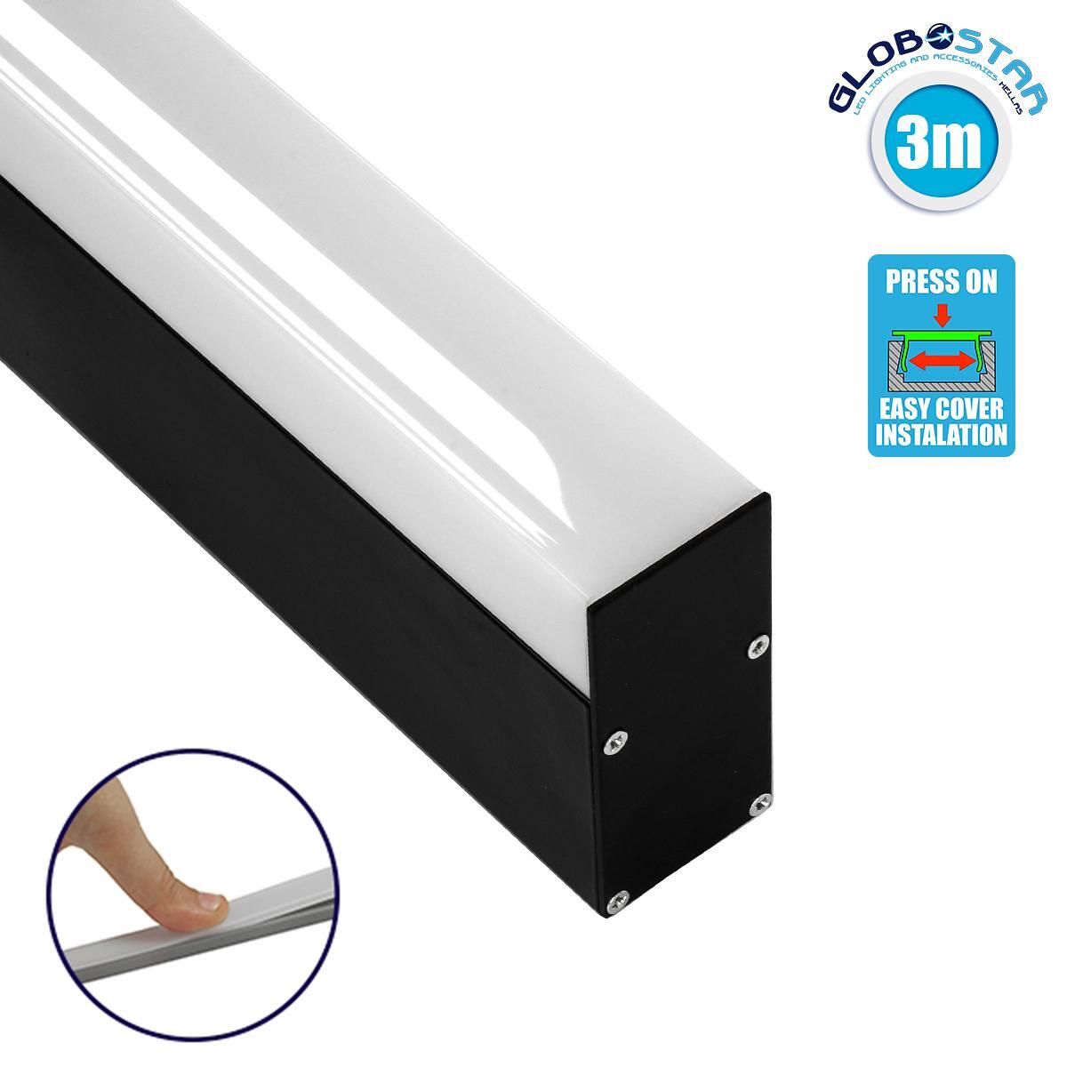 GloboStar® SURFACEPENDANT-PROFILE 70832-3M Алуминиев профил - Основа и радиатор за LED лента с бяло матово покритие - За повърхностен и висящ монтаж