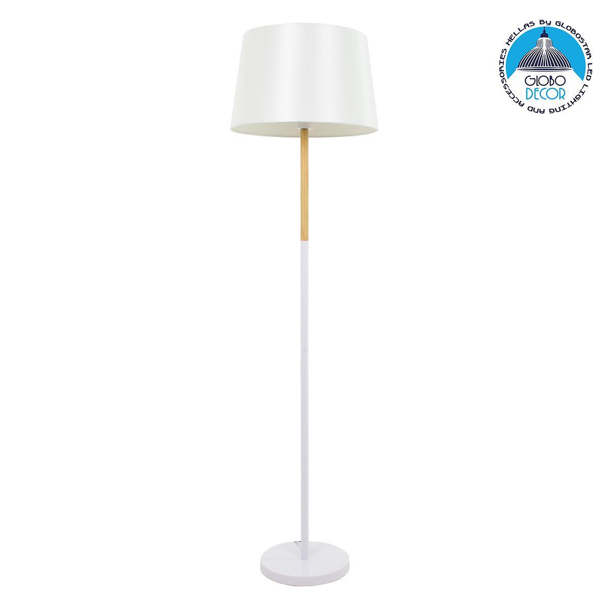 GLOBOSTAR® CEDAR 00828 Модерна подова лампа с фасунга 1 x E27 AC 220-240V IP20 - Бяло & Бежово - Д40 x Ш40 x В148cm