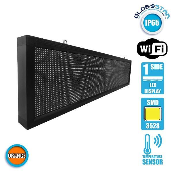 GLOBOSTAR® DISPLAY 90284 Дигитален LED дисплей 160x32cm P10 Едностранен AC 220-240V Водоустойчив IP65 Оранжев - WiFi управление чрез FK APP - Сензор