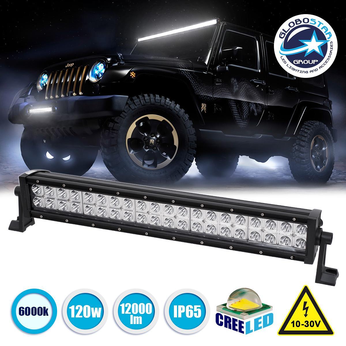GloboStar® 85462 PRO Series Права LED Лента - Straight за Автомобили и Камиони LED CREE XBD 120W 12000lm DC 10-30V Водоустойчива IP65 Студено Бяло 60