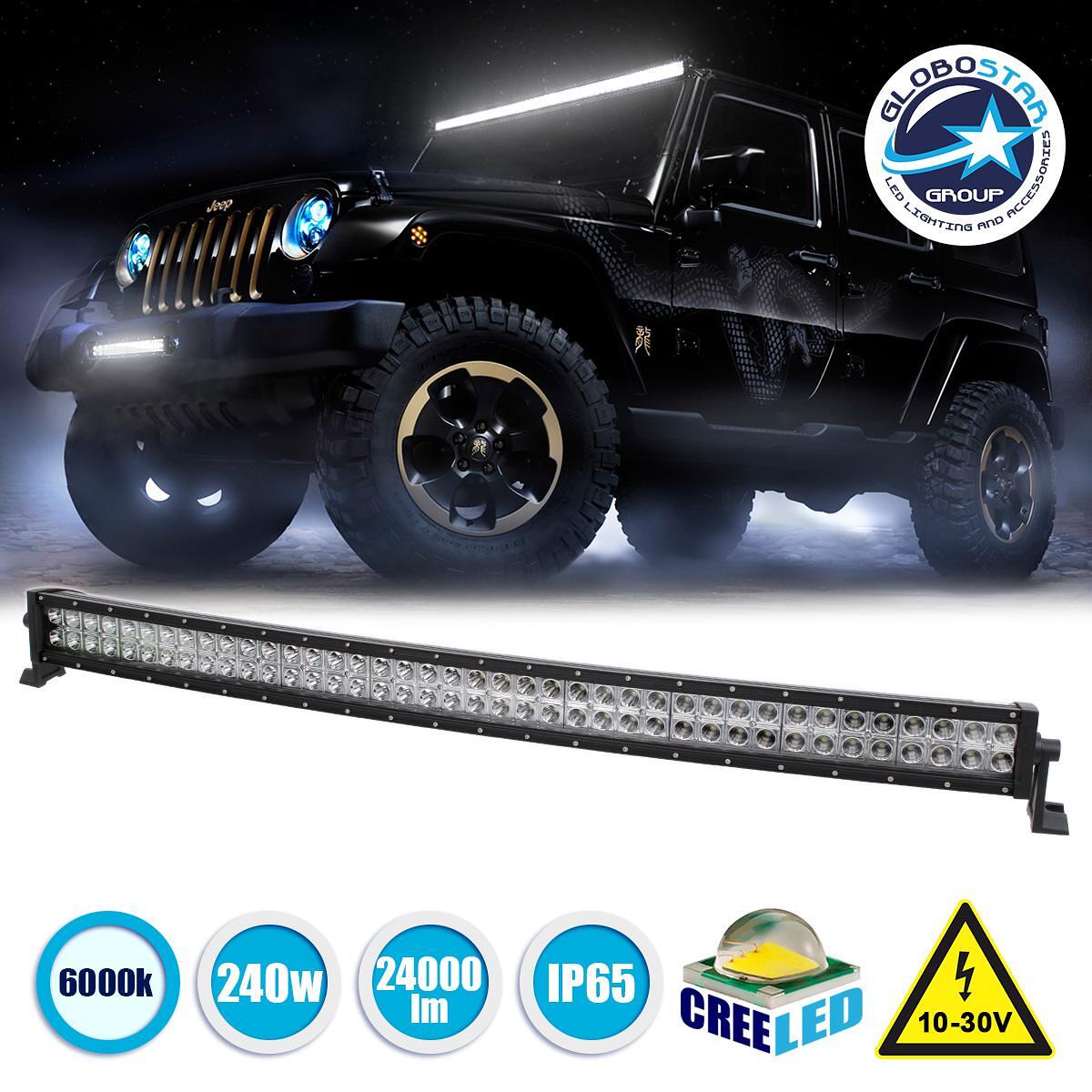 GloboStar® 85472 PRO Series Извита Лента - Curved за Автомобили и Камиони LED CREE XBD 240W 24000lm DC 10-30V Водоустойчива IP65 Студено Бяло 6000K