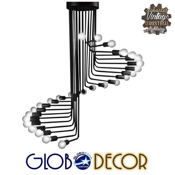 GLOBOSTAR® STAIRS 01024 Модерен полилей за таван с фасунга 26 x E27 AC 220-240V IP20 - Черен - Д80 x Ш80 x В95cm
