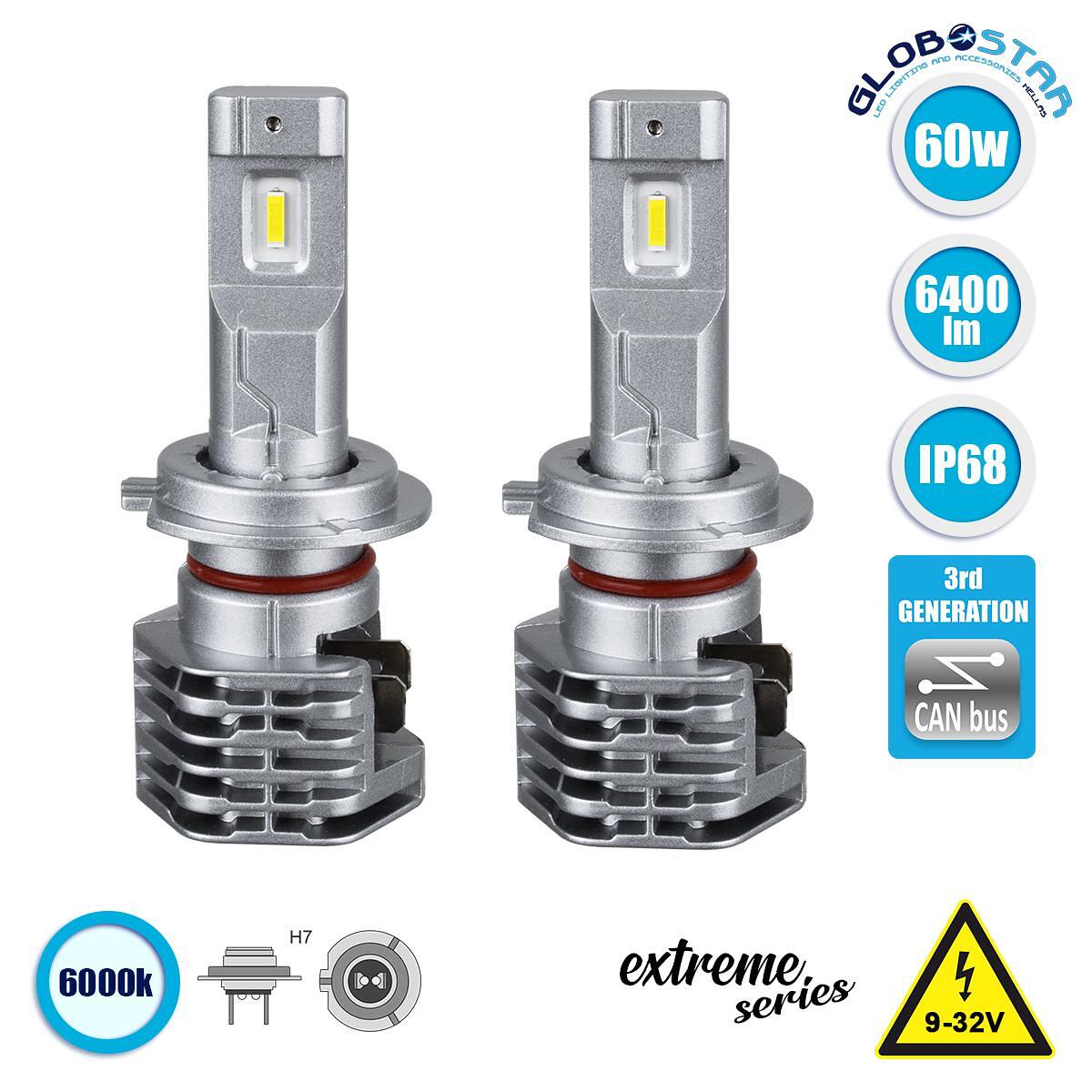 GloboStar® 81666 H7 M4 Line KIT Основно Осветление за Автомобили и Мотоциклети 3-то Поколение Can-Bus Extreme Series LED CREE CXB COB 60W 6400lm DC 9