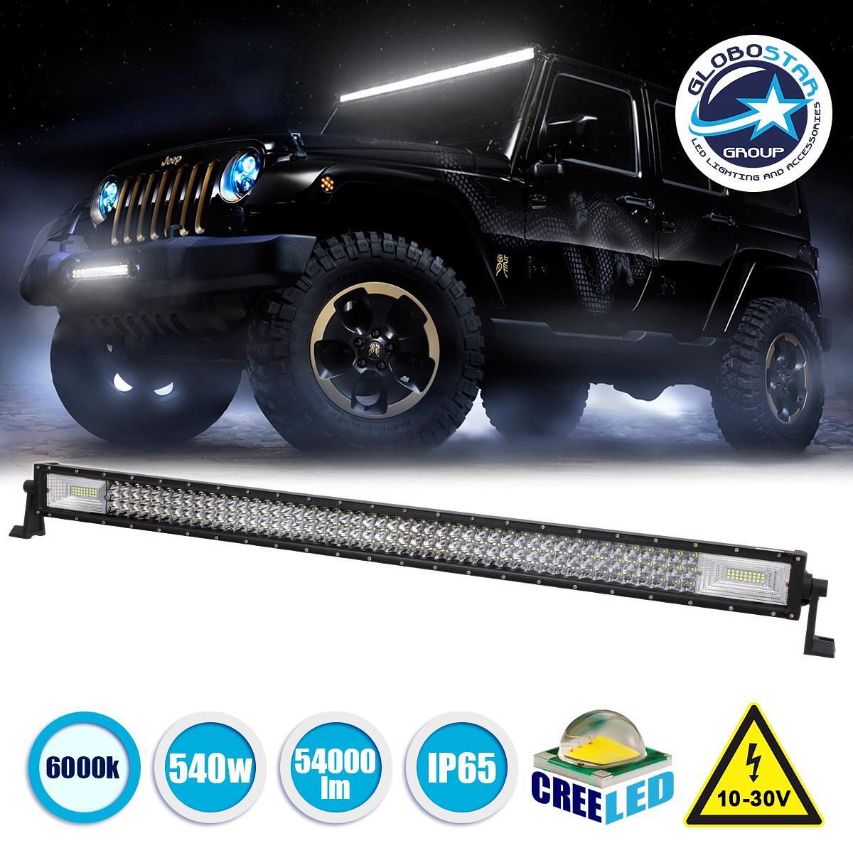 GloboStar® 85484 PRO Series Права Лента - Straight TRI-ROW 7D за Автомобили и Камиони LED CREE XBD 540W 54000lm 15° & 60° DC 10-30V Водоустойчива IP6