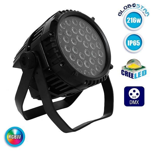 GLOBOSTAR® PAR 51129 Stage Глава Par LED 216W 15° AC 220-240V Водоустойчив IP65 36 x 6W CREE Chip Многоцветен RGB Dimmable DMX512 Протокол 7 Канала -