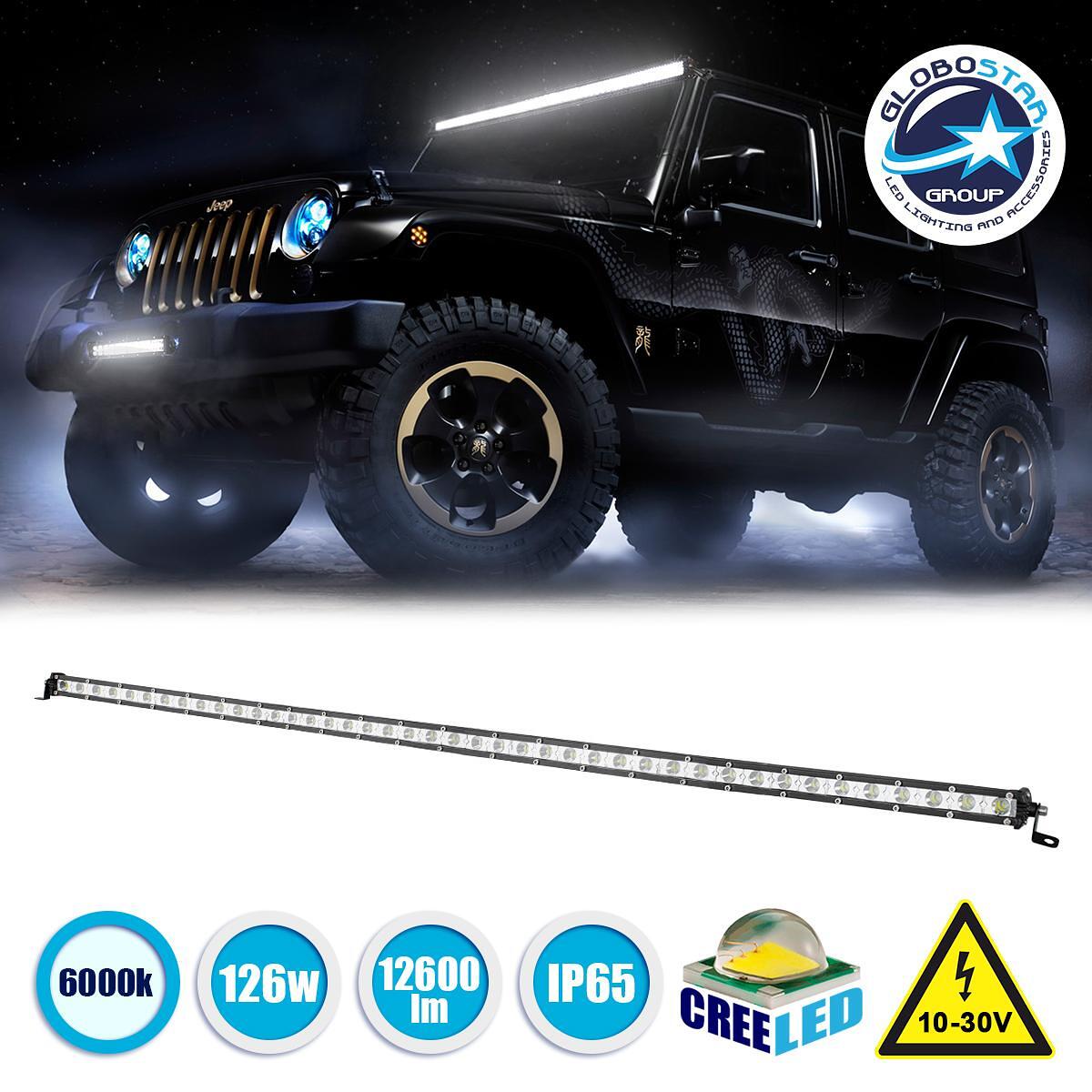 GloboStar® 85453 PRO Series Права LED лента за автомобили и камиони CREE XBD 126W 12600lm DC 10-30V Водоустойчива IP65 Студено бяло 6000K