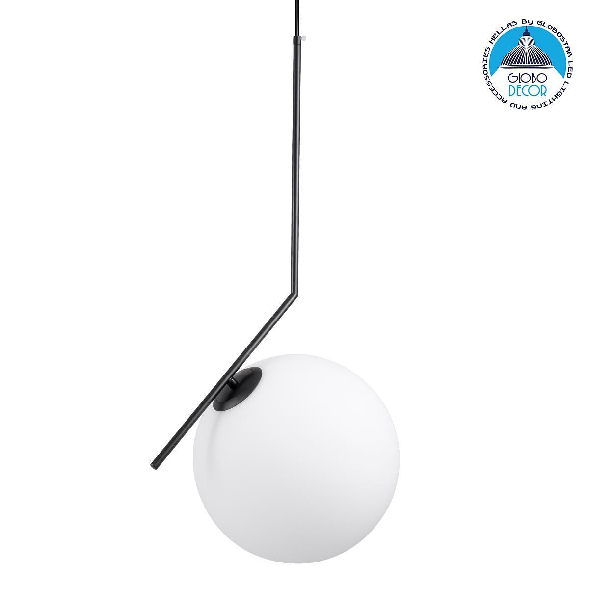 GLOBOSTAR® MONROE 00957 Модерен висящ таванен осветител с фасунга 1 x E27 AC 220-240V IP20 - Черен & Бял - Д30 x Ш30 x В75cm