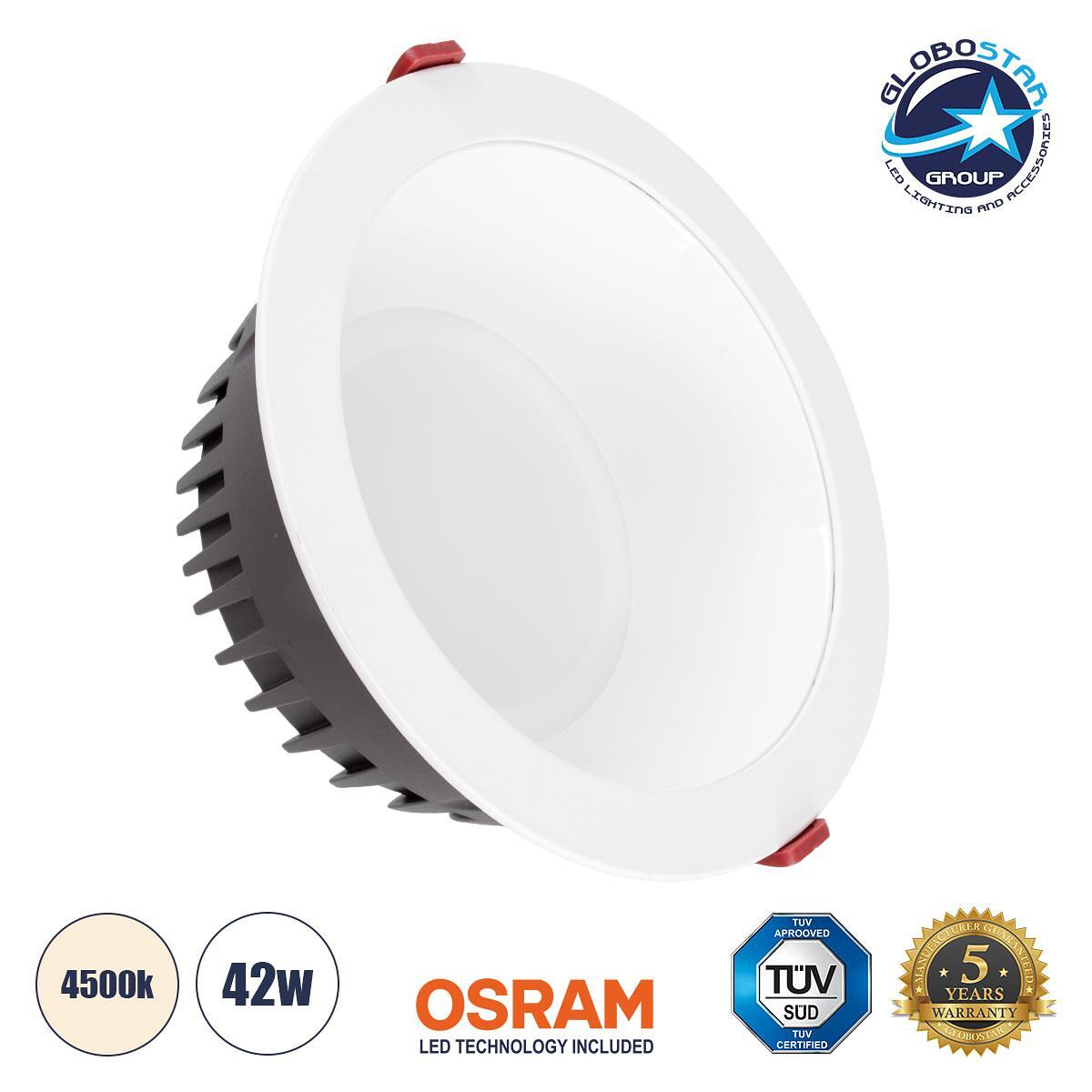 GLOBOSTAR® PANELCO 60195 Вградено Downlight LED панел за таван 42W 5040lm 60° AC 220-240V IP20 Неутрално бяло 4500K - Osram COB чип & TÜV SÜD драйвер