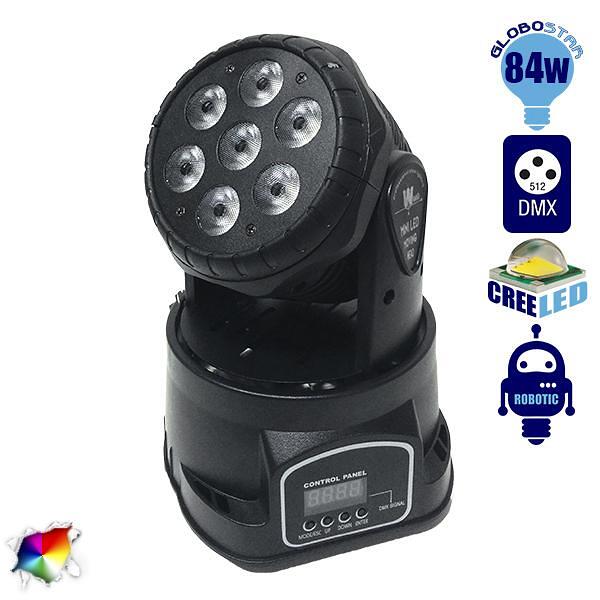 Професионална Движеща се Роботизирана Глава WASH CREE LED 84W 230V 25° DMX512 RGBW GloboStar 51111