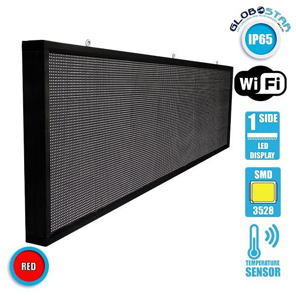 GLOBOSTAR® DISPLAY 90291 Електронна LED табела P10 Едностранна AC 220-240V Водоустойчива IP65 Червена - WiFi управление чрез FK APP - Сензор за темпе