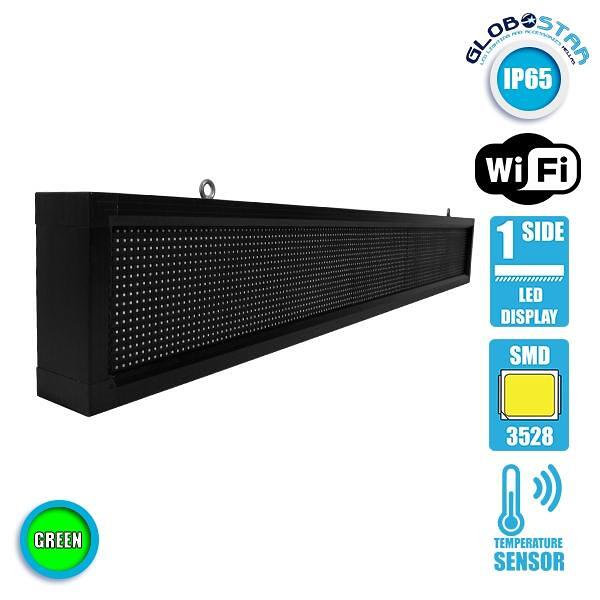 GLOBOSTAR® DISPLAY 90262 Дигитален LED Табло P10 Едностранно AC 220-240V Водоустойчив IP54 Зелен - WiFi Управление чрез FK APP - Сензор за Температур
