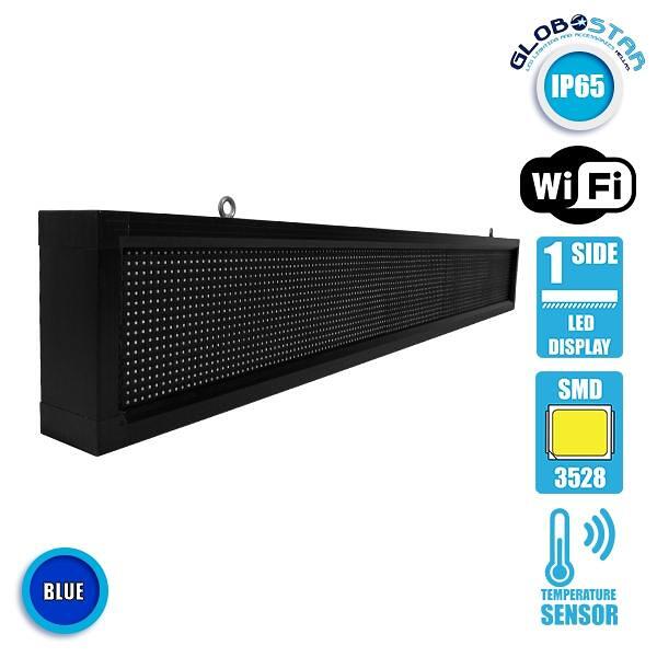 GLOBOSTAR® DISPLAY 90263 Дигитална LED табела P10 с едностранен дисплей AC 220-240V Водоустойчива IP54 Синя - WiFi управление чрез FK APP - Сензор за