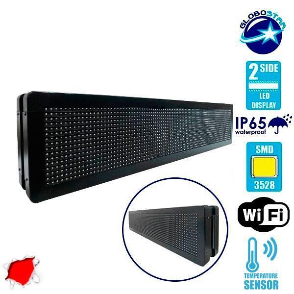 GLOBOSTAR® DISPLAY 90301 Двустранен LED Дисплей P10 AC 220-240V Водоустойчив IP65 Червен - WiFi управление чрез FK APP - Сензор за температура и влаж