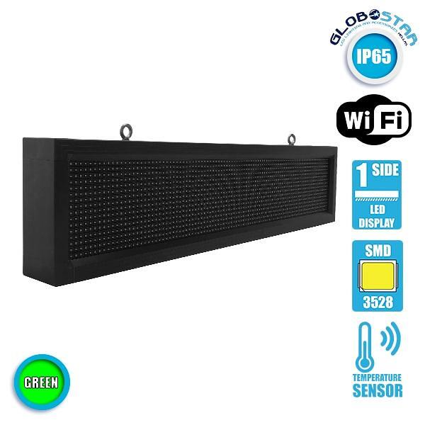 GLOBOSTAR® DISPLAY 90252 Дигитален LED дисплей P10 с едностранен изглед AC 220-240V Водоустойчив IP65 Зелен - WiFi управление чрез FK APP - Сензор за