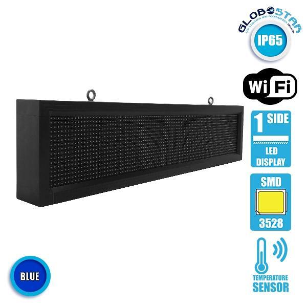 GLOBOSTAR® DISPLAY 90253 Електронна LED табела P10 с едностранен дисплей AC 220-240V Водоустойчива IP65 Синя - WiFi управление чрез FK APP - Сензор з