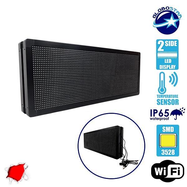 GLOBOSTAR® DISPLAY 90321 Двустранен LED цифров дисплей P10 AC 220-240V Водоустойчив IP65 Червен - WiFi управление чрез FK APP - Сензор за температура