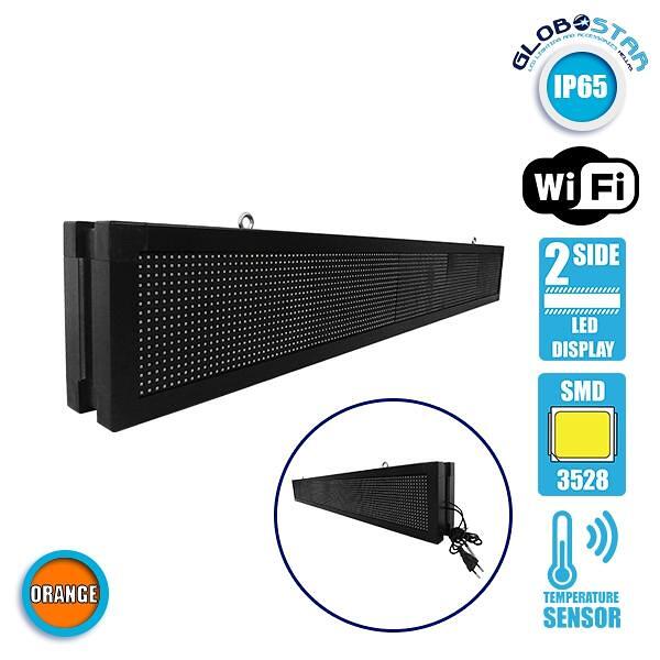GLOBOSTAR® DISPLAY 90314 Двустронен LED Дисплей P10 AC 220-240V Водоустойчив IP65 Оранжев - WiFi управление чрез FK APP - Сензор за температура и вла