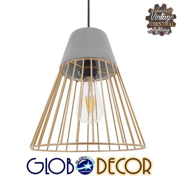 GLOBOSTAR® DURANT 01323 Модерен висящ таванен осветител с фасунга 1 x E27 AC 220-240V IP20 - Сив & Златен - Д25 x Ш25 x В31cm