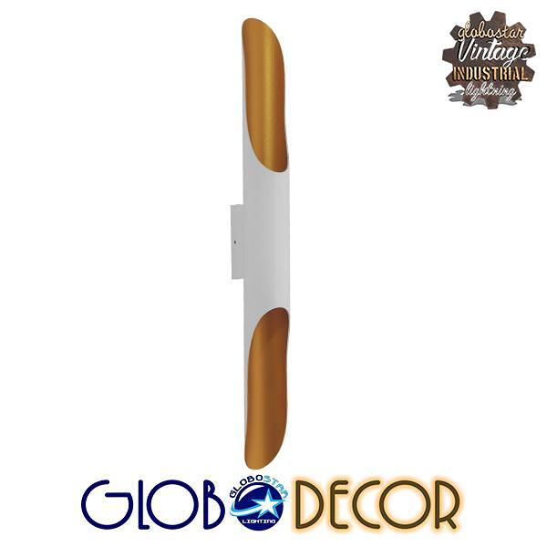 GLOBOSTAR® ESTERINA 01303 Модерен стенен аплик с фасунга 2 x E27 AC 220-240V IP20 - Бял & Златен - Д5.5 x Ш8 x В60cm