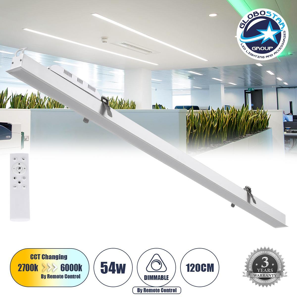 GLOBOSTAR® LUCA 61033 Модерен LED плафон 54W 6500lm 120° AC 220-240V IP20 Регулируема бяла светлина CCT с дистанционно управление от 2700K до 6000K Д