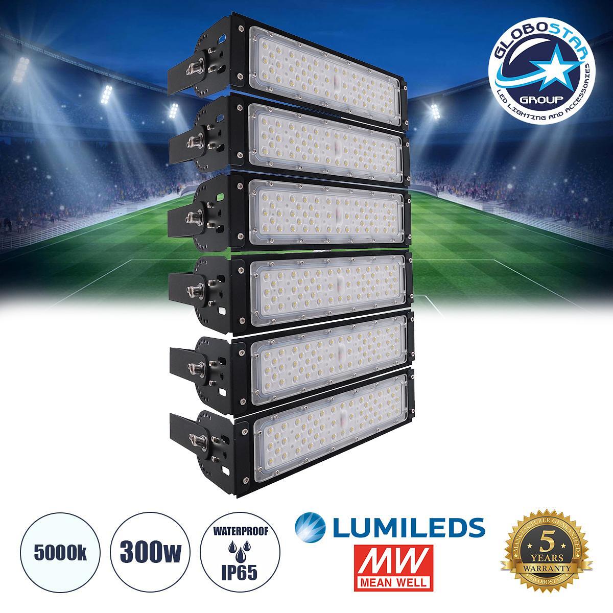 GLOBOSTAR® GOLIATH 90100-6 Прожектор за тенис кортове и футболни игрища 5x5 LED 300W 45000lm 75°x135° SDCM<5 Fish Eye Lens AC 220-240V Водоустойчив I