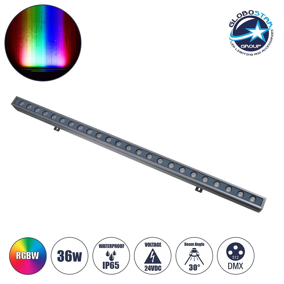 GLOBOSTAR® WASHERFAIA 90185 Лента за осветление Wall Washer с антирефлексна решетка LED 36W 3060lm 30° DC 24V Водоустойчива IP65 Многоцветна RGBW Дим