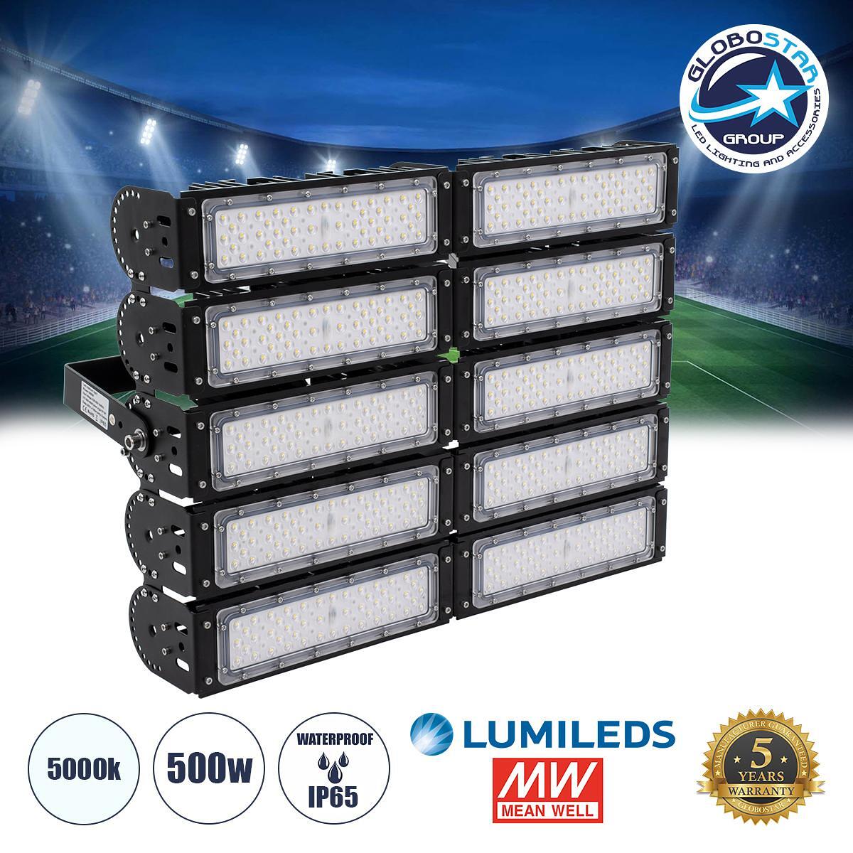 GLOBOSTAR® GOLIATH 90104 Прожектор за тенис кортове и футболни игрища 5x5 LED 500W 75000lm 75°x135° SDCM<5 Fish Eye Lens AC 220-240V Водоустойчив IP6