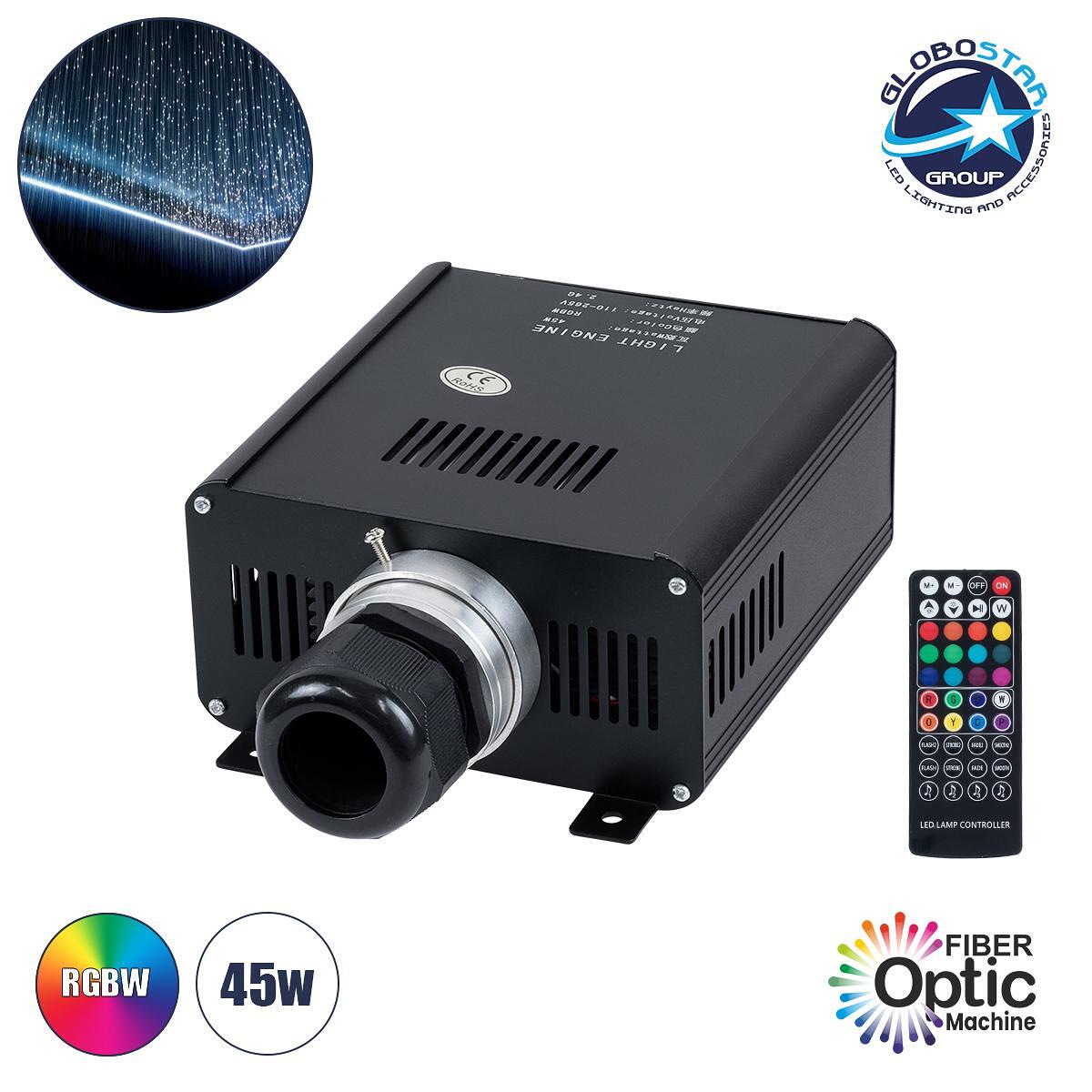 GLOBOSTAR® LUMOFIBRA 79612 Система с оптични влакна с RF безжично дистанционно управление LED 45W 4500lm 1° AC 220-240V IP20 Многоцветен RGBW - Д14 x
