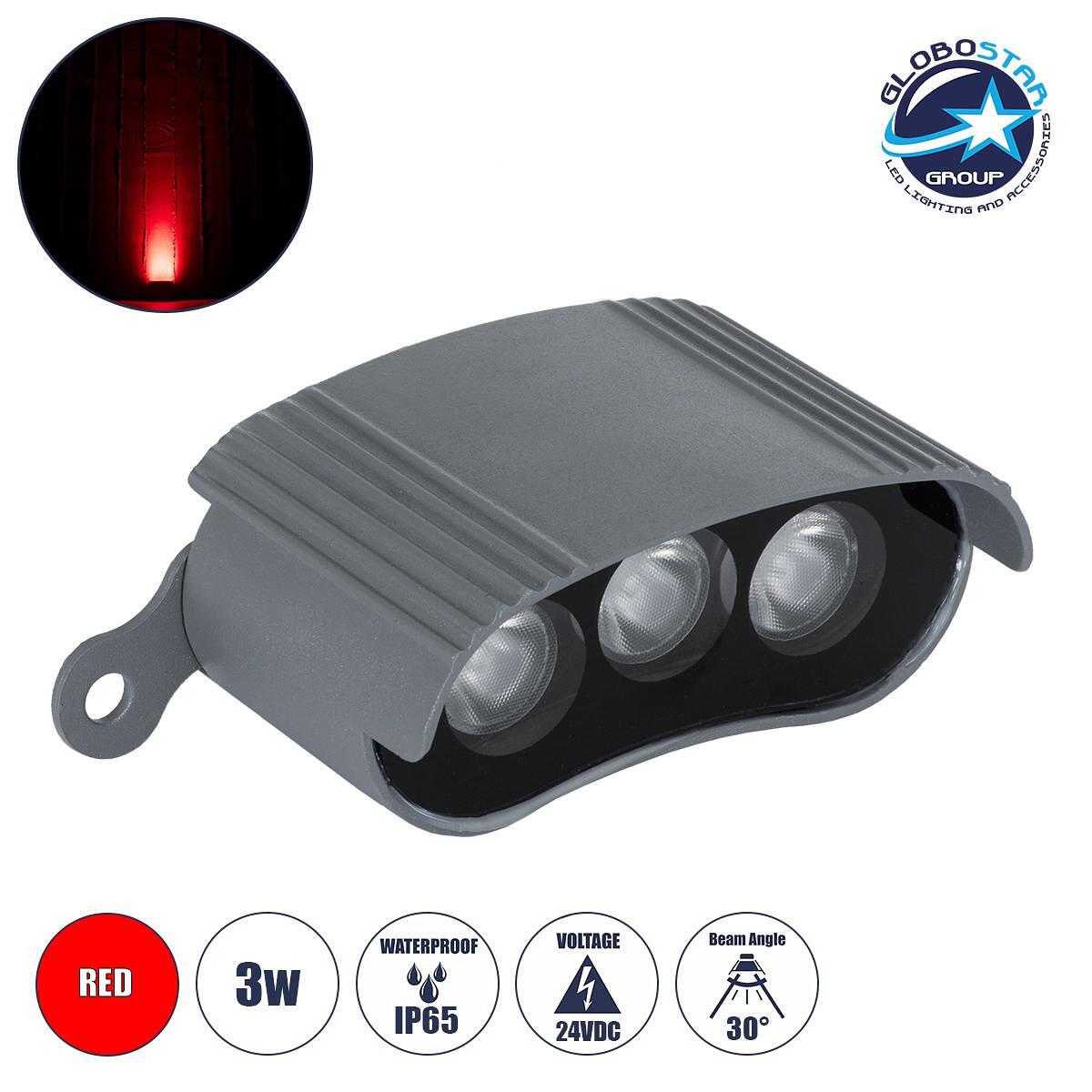 GLOBOSTAR® TREELIGHT-ZINA S-90998 Извита Лента за Осветление Wall Washer за Растения - Дървета LED 3W 240lm 30° DC 24V Водоустойчива IP65 Червена Dim