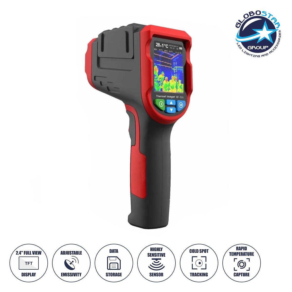 GLOBOSTAR® NOYAFA-NF-521 79989 Дигитална ръчна термокамера 2MP -10°C - 400°C с 2.4" TFT LCD дисплей, Micro-USB, презареждаема Li-ion батерия 3.7V 260