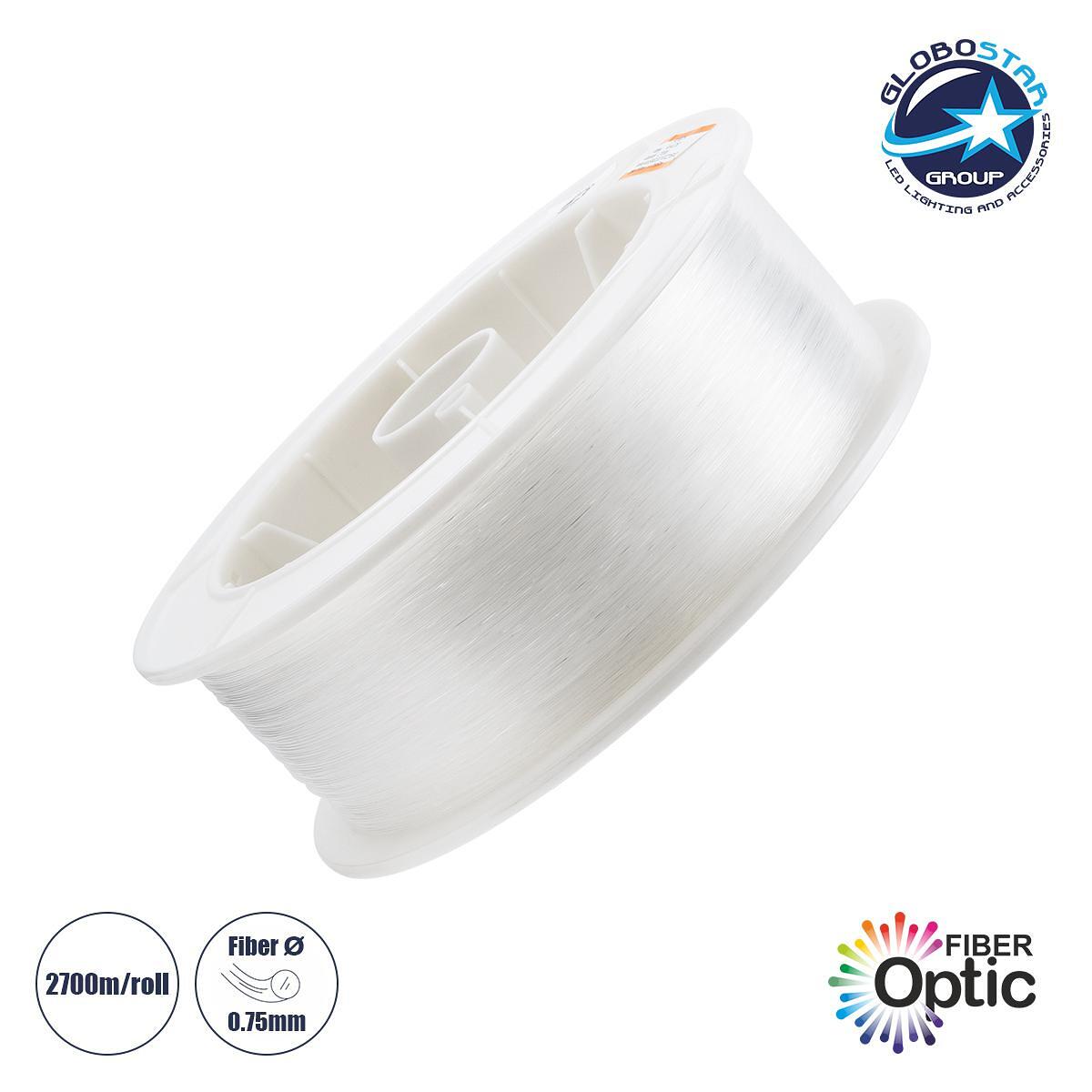 GloboStar® 79621 Ролка от оптични влакна - Fiber Optic Roll за LED машини с оптични влакна - Дебелина 0.75mm - Дължина на ролката 2700 метра
