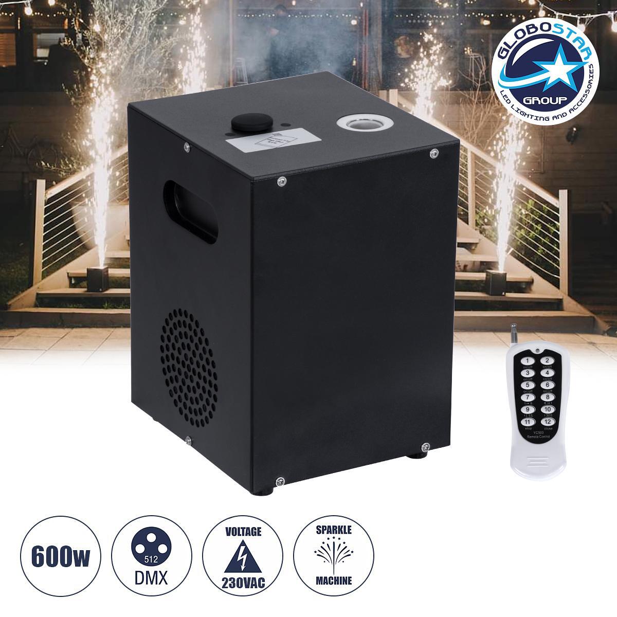 GLOBOSTAR® SPARKLE 51148 Сценична Машина за Под Безопасни Искри Ефект Фонтан 600W AC 220-240V IP20 DMX512 Протокол & RF Безжично Дистанционно - Д18 x