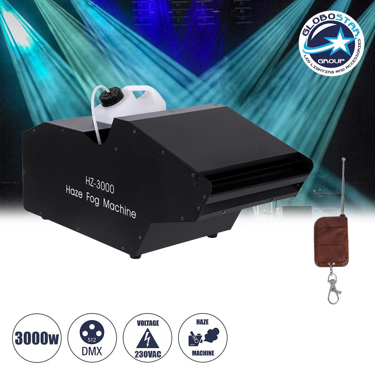 GLOBOSTAR® HAZER 51173 Сценична Машина за Мъгла и Дим 3000W AC 220-240V IP20 DMX512 Протокол & RF Безжично Дистанционно Управление - Д66 x Ш28.5 x В3