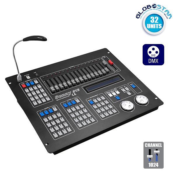 Професионална конзола за осветление SUNNY 512 канала USB LCD дисплей DMX512 GloboStar 49766