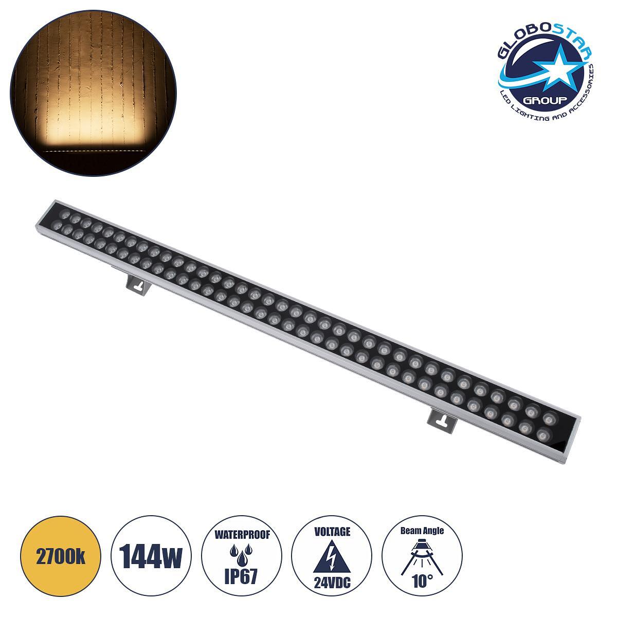 GLOBOSTAR® WASHERGAIA 90215 Осветителна Лента Wall Washer LED 144W 15120lm 10° DC 24V Водоустойчива IP67 Топло Бяло 2700K Димируема - Bridgelux SMD Ч